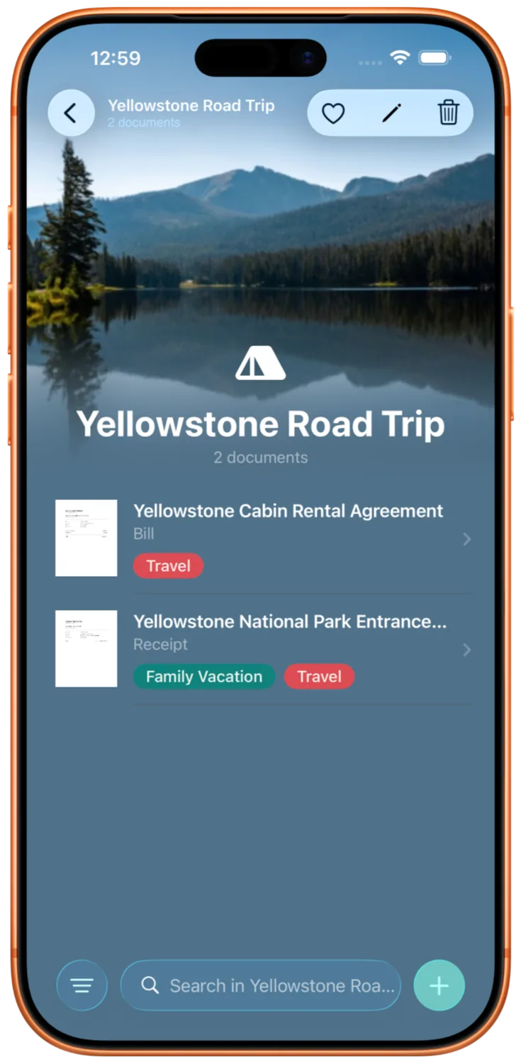 Yellowstone Road Trip tag with a custom background image